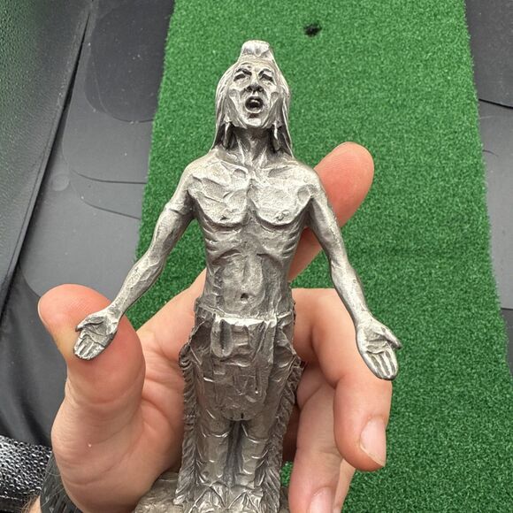 Vintage Native American Pewter Statue Philip Kraczkowski "Oh Great Spirit" 1972 - Picture 8 of 8